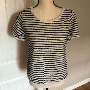 Navy blue and white striped top